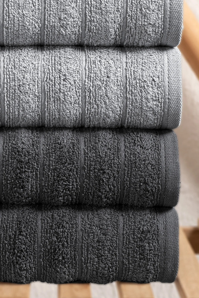 My Catherine Wavy 4-Piece Hand and Face Towel Set - 100% Cotton |   Modern, S...