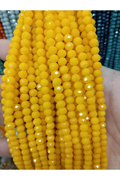 Ralp Moda خرز كريستال زجاجي 6 ملم 10 خيوط باللون الأصفر الليموني