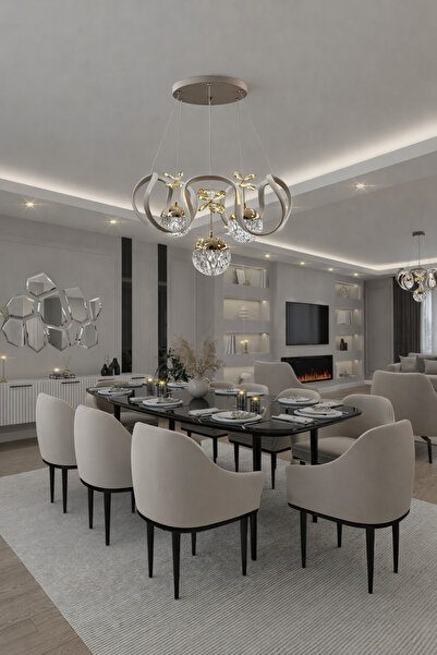 TREND KAFKAS Elegance cappuccino Avize – 3'lü kristal küre Tasarım