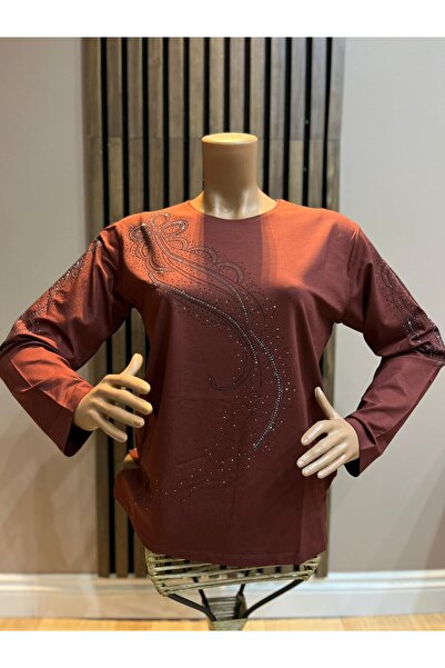 AKMAVİ Women's Middle Age and Above Viscose Stoned Tailed Star Lycra Mother C...