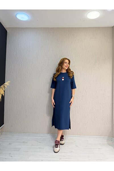 İrka Moda Teddy Logolu Modal Elbise