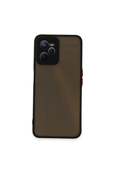 cepmoda حافظة هاتف REALME "C35" من السيليكون غير اللامع - غطاء شفاف بلوري [أسود]