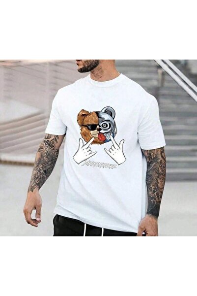LELVANİ T-Shirt with Printed Happy Bear That Says "I Love You" for Men