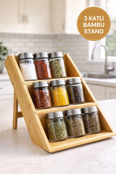 MEDUSHOP 3-Tier Bamboo Stand Organizer Shelf – Desktop Spice, Cosmetics, and ...
