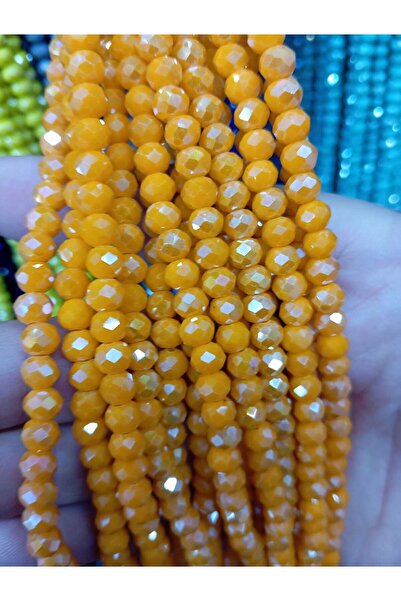 Ralp Moda خرز كريستال زجاجي 6 مم 20 خيطًا بلون الخردل الداكن