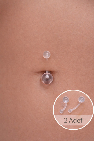Sacce Scarves&Accessories Bioflex Göbek Piercing 2 Adet Şeffaf Esnek Hamile U...