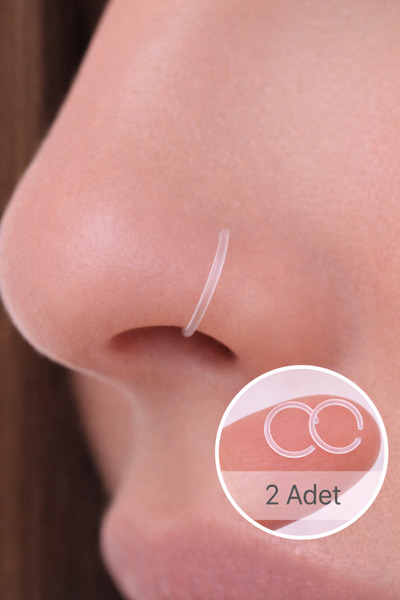Sacce Scarves&Accessories Bioflex Halka Burun Piercing 2 Adet Şeffaf Esnek No...