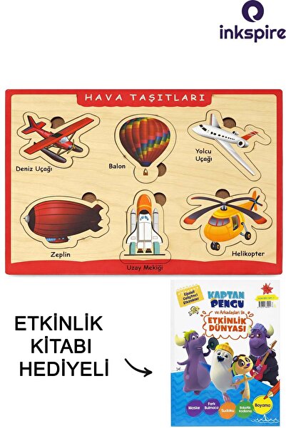 inkspire Ahşap Puzzle Hava Taşıtları 1 Adet Sök Tak Ahşap Yap Boz Arkası Yazı...