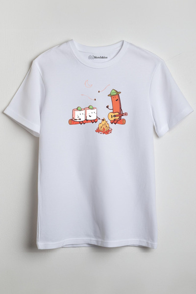 Merch&ice Marsmellow and Sausage at the Fire Party Printed Unisex T-Shirt