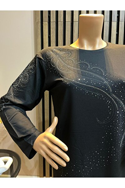 AKMAVİ Women's Middle Age and Above Viscose Stoned Tailed Star Lycra Mother C...