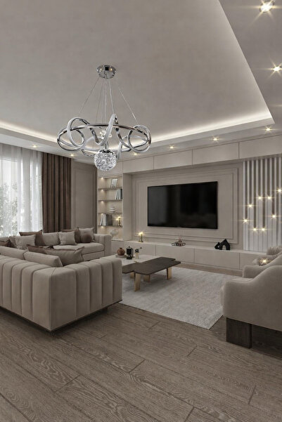 TREND KAFKAS helezion krom Modern Sarkıt Avize – Kristal Küreli Tasarım