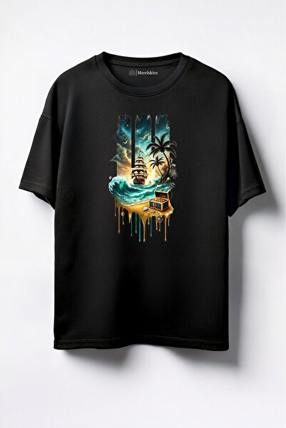 Merch&ice Tricou unisex cu imprimeu supradimensionat Pirate Ship Treasure