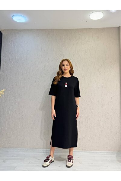 İrka Moda Teddy Logolu Modal Elbise