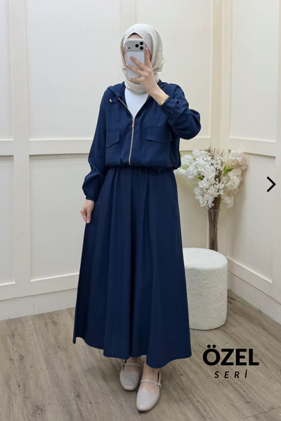 Mogi Butik Hooded Pocket Detailed Hijab Women's Woven Skirt Set 3160 - Specia...