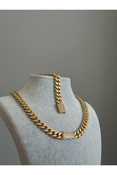 ZERA STEEL JEWELRY Xuping Altın Kaplama Çelik Zirkon Taşlı Bileklik Ve Kolye Set