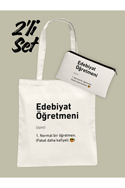 Hayali Şeyler Öğretmene Özel Bez Çanta ve Clutch 2’li Set