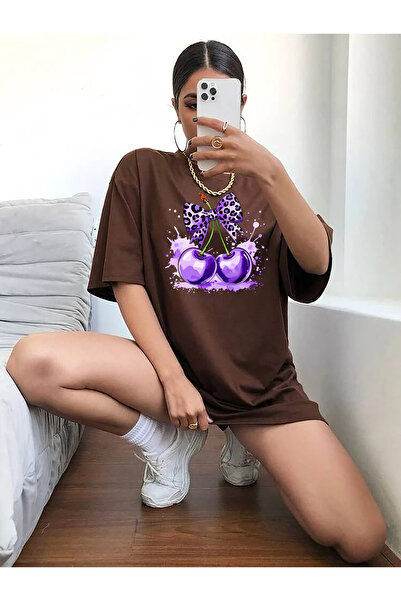 SUNFREE تيشيرت نسائي من القطن الممشط بأكمام قصيرة وياقة دائرية وطباعة MOR LEO...