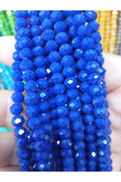 Ralp Moda خرز كريستال زجاجي 6 ملم 10 خيوط باللون الأزرق الكوبالت