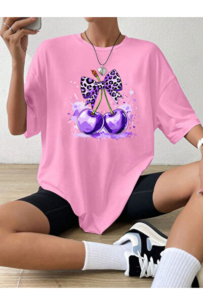 SUNFREE تيشيرت نسائي من القطن الممشط بأكمام قصيرة وياقة دائرية وطباعة MOR LEO...