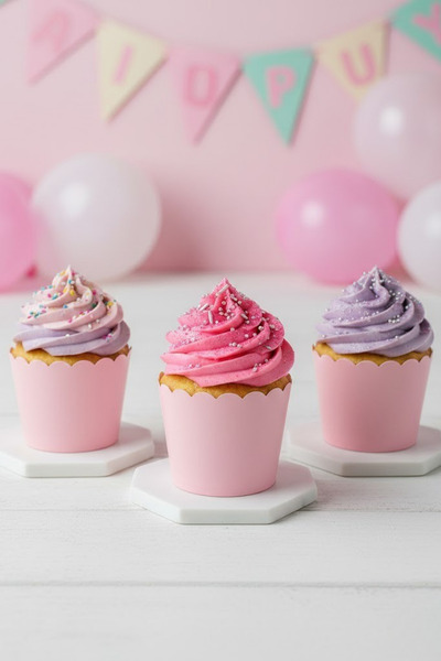 NEWPARİ Pembe Makaron Renk Temalı Cupcake & Muffin Kek Kalıbı Fırında Dağılma...