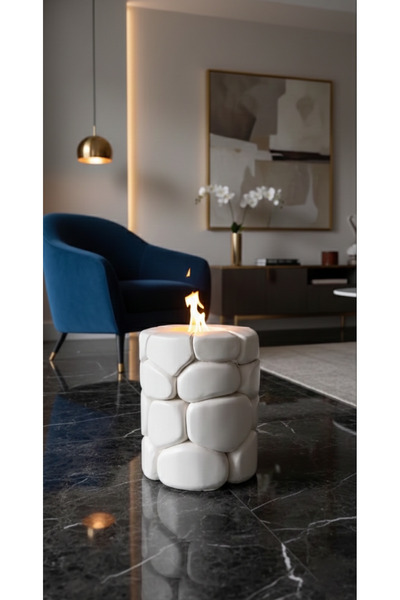 LIXIR El Yapımı Dekoratif Mini Şömine – Modern Masaüstü Şömine – Tasarım Şömine