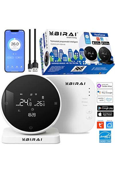BIRAI Έξυπνος θερμοστάτης HeatSense WiFi, Προγραμματιζόμενος, Έλεγχος με εφαρ...
