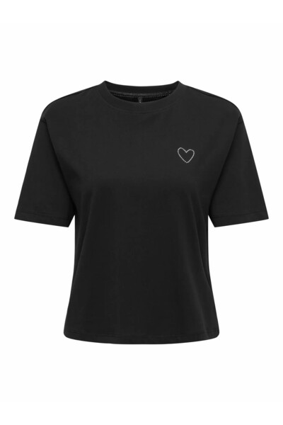 ONLY Γυναικείο Μαύρο Onlrhine S/s Μπλουζάκι με Στάμπα Box Jrs 15368901-Μαύρο