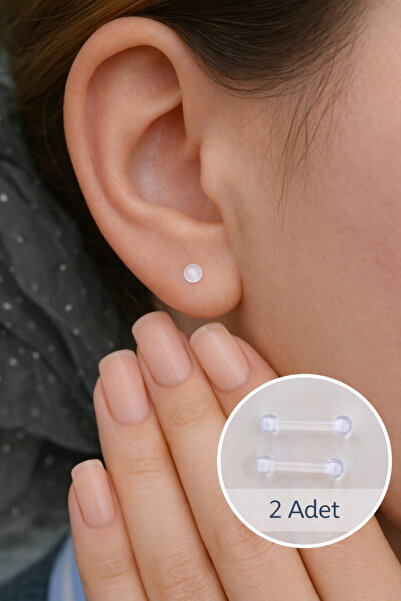 Sacce Scarves&Accessories Bioflex Düz Piercing 2 Adet Şeffaf 1.2 mm Çift Top ...