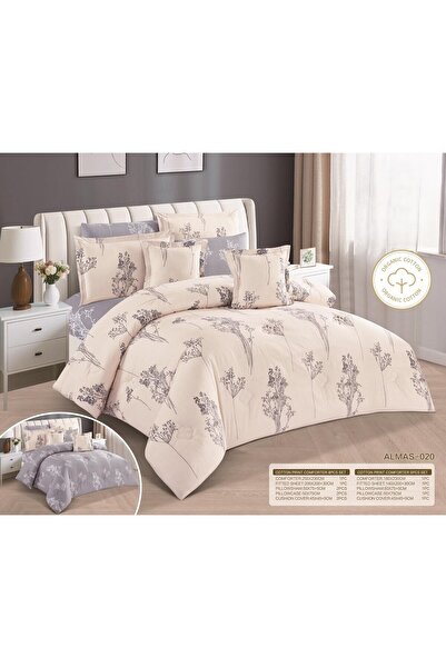 NAJMA 100% cotton double-sided printed bedspread, 8-piece comforter set, size...