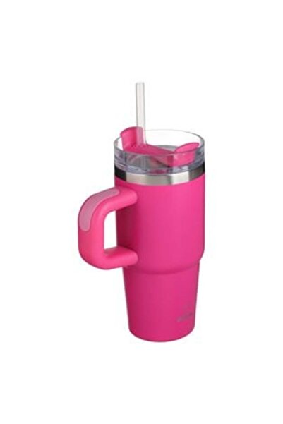 OEM Stainless Steel Thermos Mug Pink with Handle 420 ml