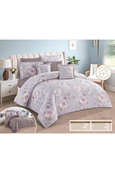 NAJMA 100% cotton double-sided printed bedspread, 8-piece comforter set, size...