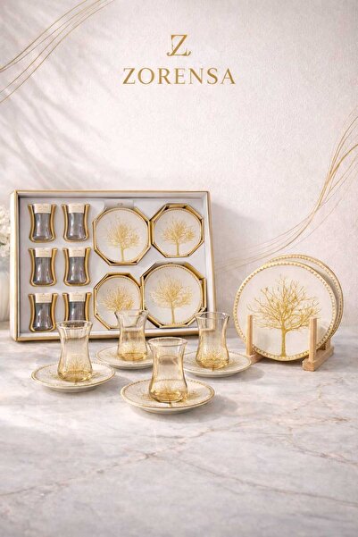 ZORENSA 18 Parça Premium Çay & İkram Seti – Şık Sunum Takımı