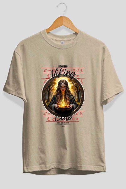 Ankhises Viking Mythology 17 Pre-Printed Beige Oversize T-Shirt Men Women Cot...