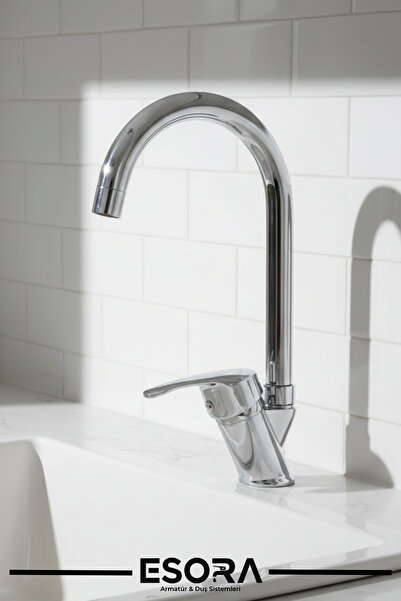 ESORA Baston Borulu Mix Kitchen Sink Faucet with Double Water Inlet