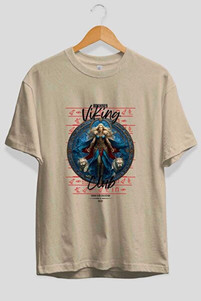 Ankhises Freyja front Štampano bež Oversize kroj T-shirt muškarci žene Pamuk ...