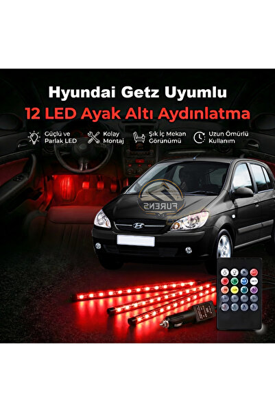 STS Oto Aksesuar Hyundai Getz Uyumlu RGB Ayak Altı LED 12 Led Kumandalı Müzik...