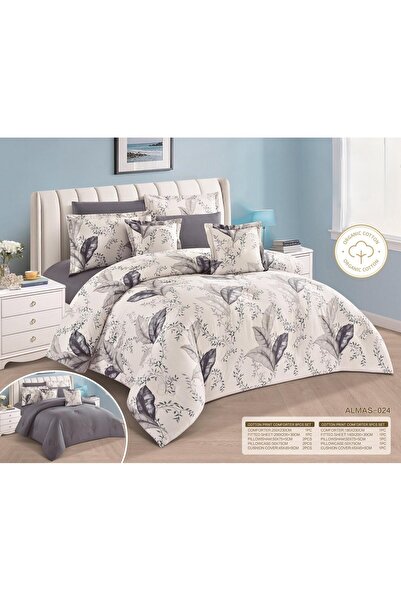 NAJMA 100% cotton double-sided printed bedspread, 8-piece comforter set, size...
