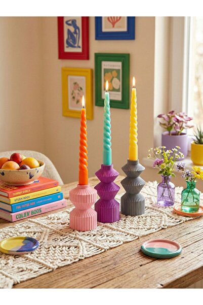 librescraft Renkli Modern Dekoratif Şamdan/Mumluk Seti