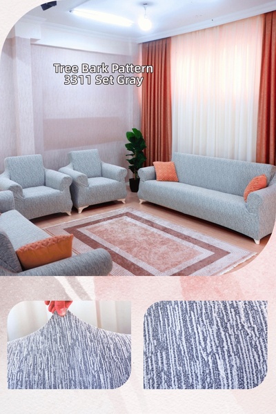 Uy Style Jakarli, Rubberized Sofa Cover, Stain-Resistant, 3+3+1+1 Set (Tree B...