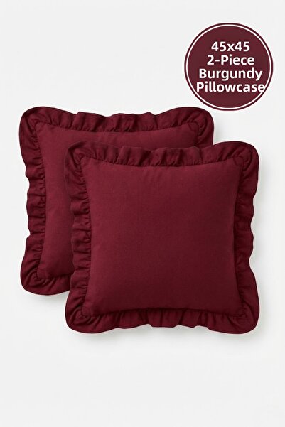 Joyrose 2 Pieces 100% Cotton Ruffled Throw Pillow Covers 45X45 cm Modern with...