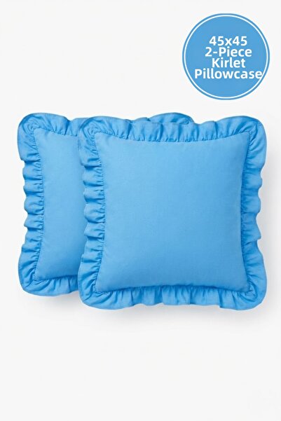 Joyrose 2 Pieces 100% Cotton Ruffled Throw Pillow Covers 45X45 cm Modern with...