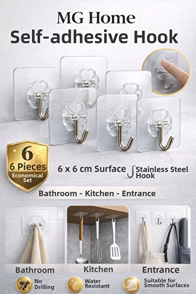 VENON 6 قطع ♥️   أشرطة تعليق شفافة ذاتية اللصق مقاس 6 × 6 سم، أشرطة تعليق قوي...