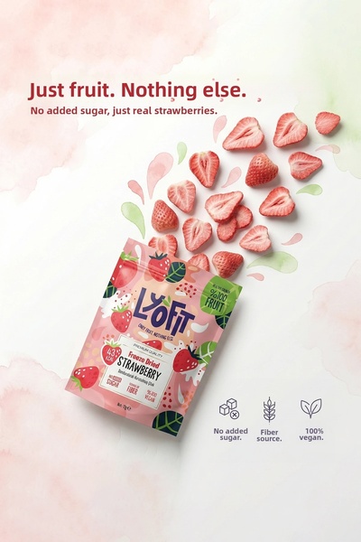Lyofit Food Strawberry Dried Fruit Chips - Freeze Dried Crispy Strawberries 12g 1 Piece