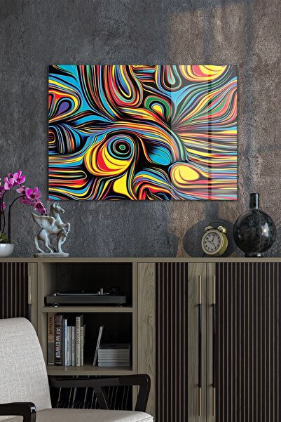 Decovetro Tablou de sticlă, fundal ondulat, colorat, abstract