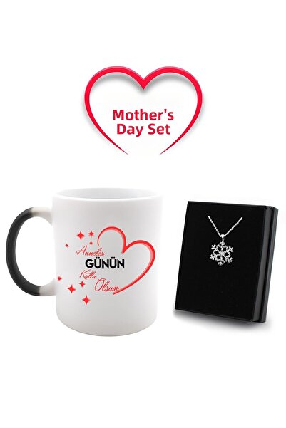 vegahediye v vega Mother's Day Special Magic Mug & Silver Plated Snowflake Pe...