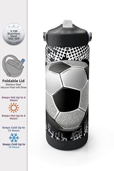 Coral High Football Patterned Steel Thermos with Folding Spout 650 ml 38390