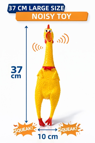 Papağanhane لعبة كلب على شكل ديك كبيرة الحجم بطول 37 سم مع صوت |   المطاط الأ...