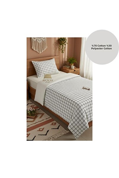 ayçiçek home Single Bedding Set 100/200 Fitted Sheet Quilt Size 140/210 Custo...