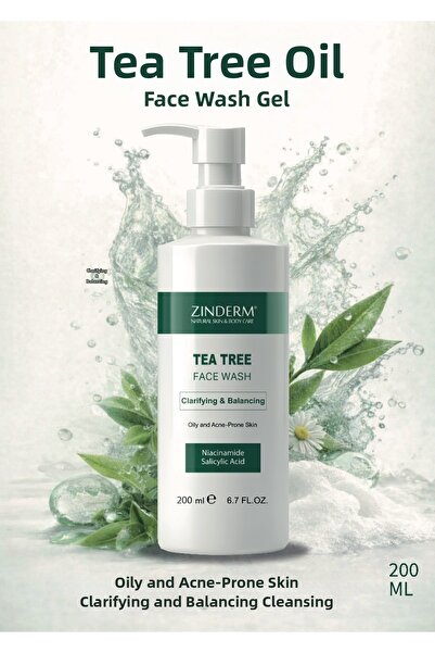 zinderm زيت شجرة الشاي ومضاد لحب الشباب، جل غسول الوجه بحمض الساليسيليك |   ج...