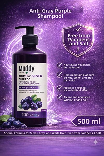 Muddy Gold Removal Purple Shampoo Touch of Silver Shampoo 500 ml Smp1